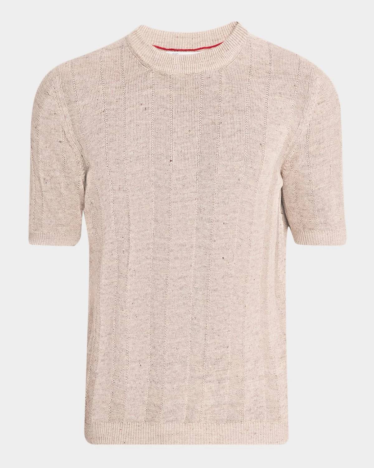 Men's Linen and Cotton Ribbed Short-Sleeve Sweater - 1