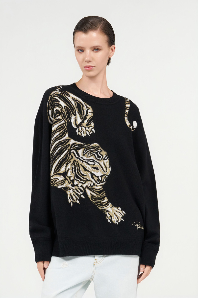 Oversized Wool Sweater with Tiger Motif 3