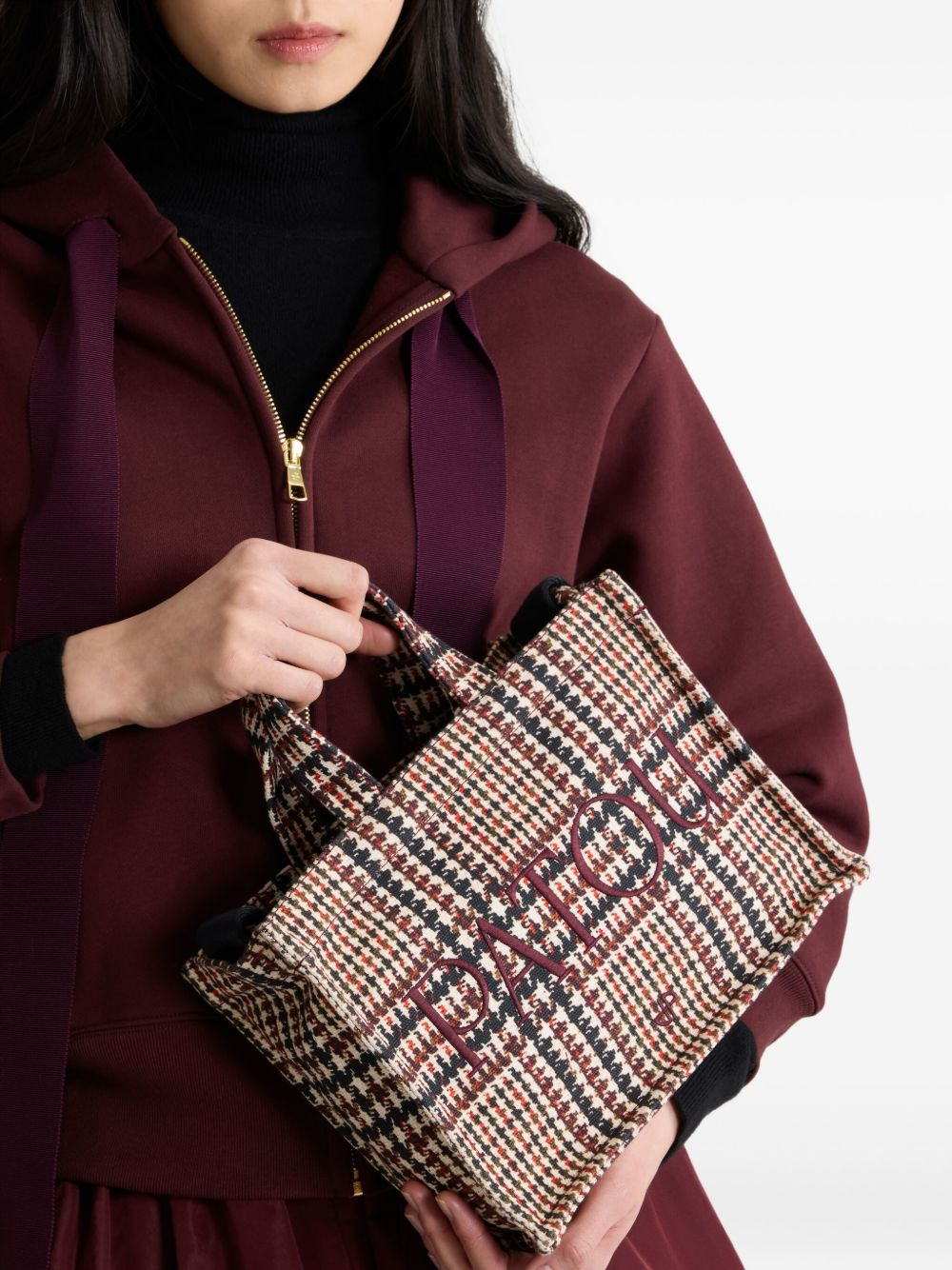 logo-embroidered houndstooth tote bag - 2