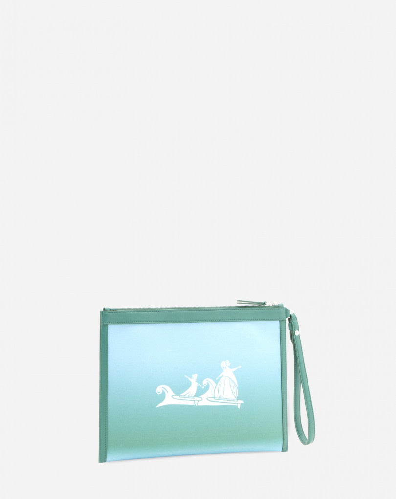 LANVIN SUMMER WAVE CANVAS ZIPPERED CLUTCH - 3