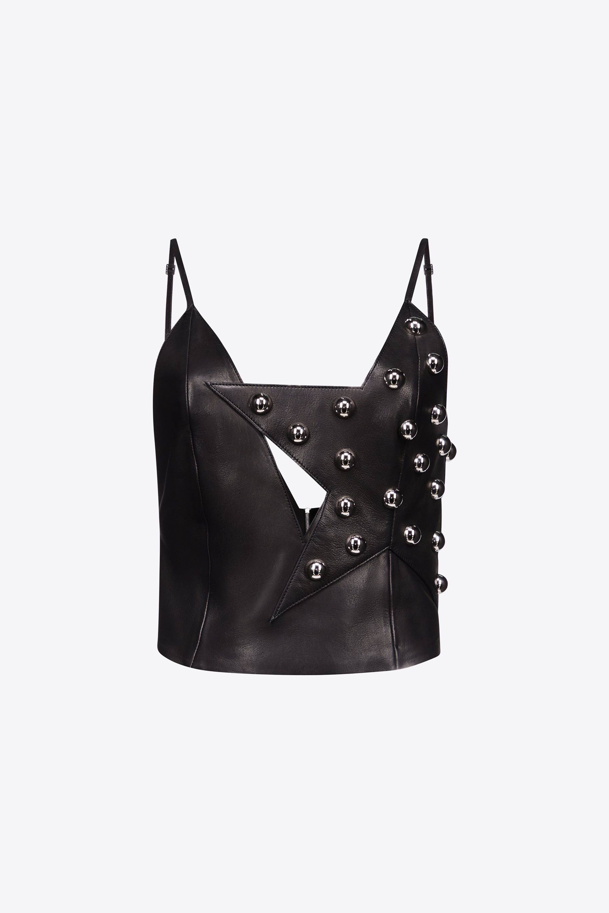 STUDDED POLKA DOT LEATHER TOP - 1