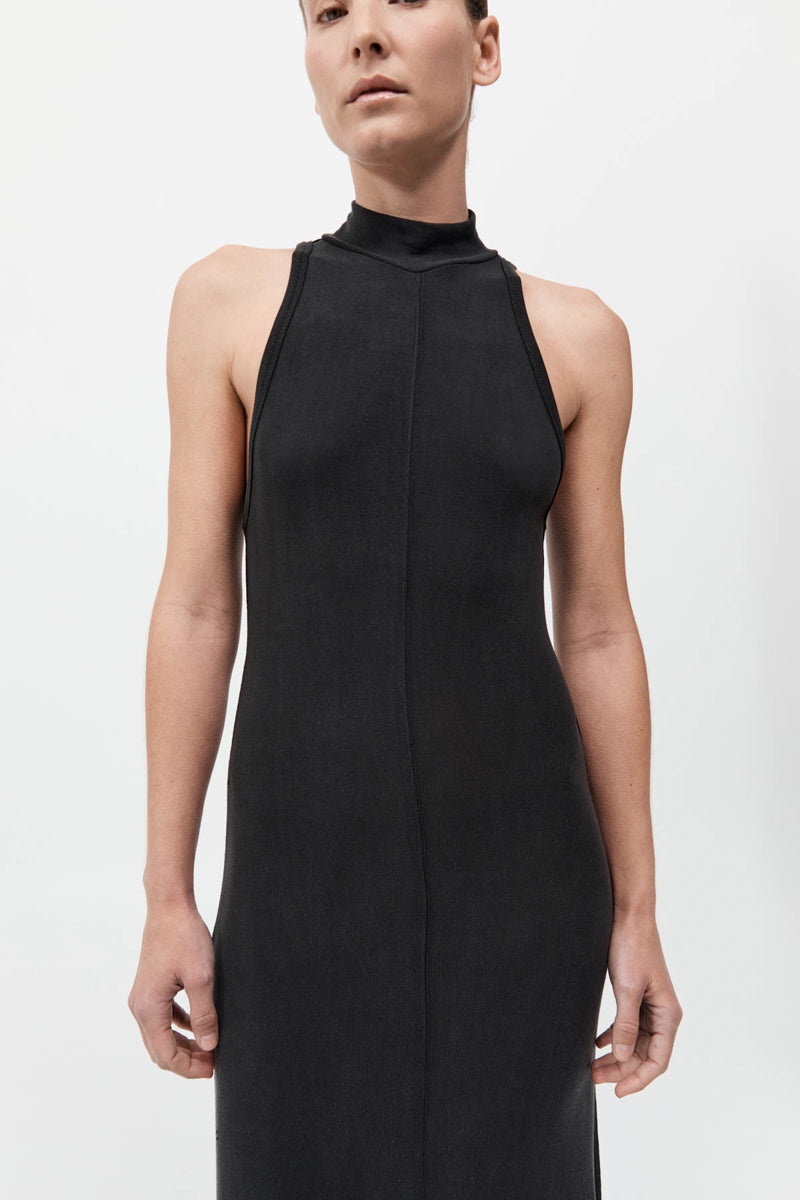 Racer Back Jersey Maxi Dress - Black - 3
