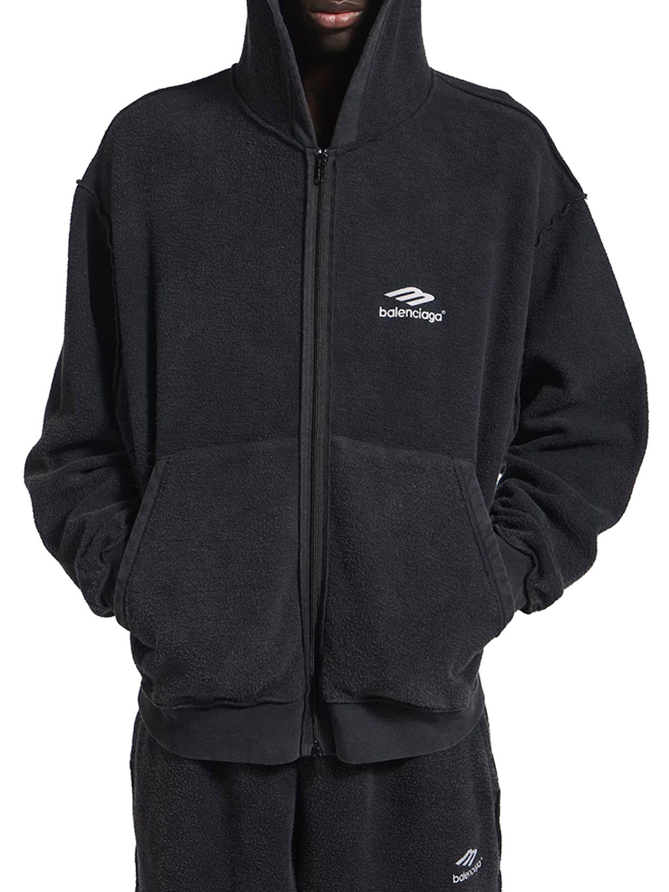 3B SPORTS ICON INSIDE-OUT ZIP-UP SWEATSHIRT IN FADED BLACK - 3