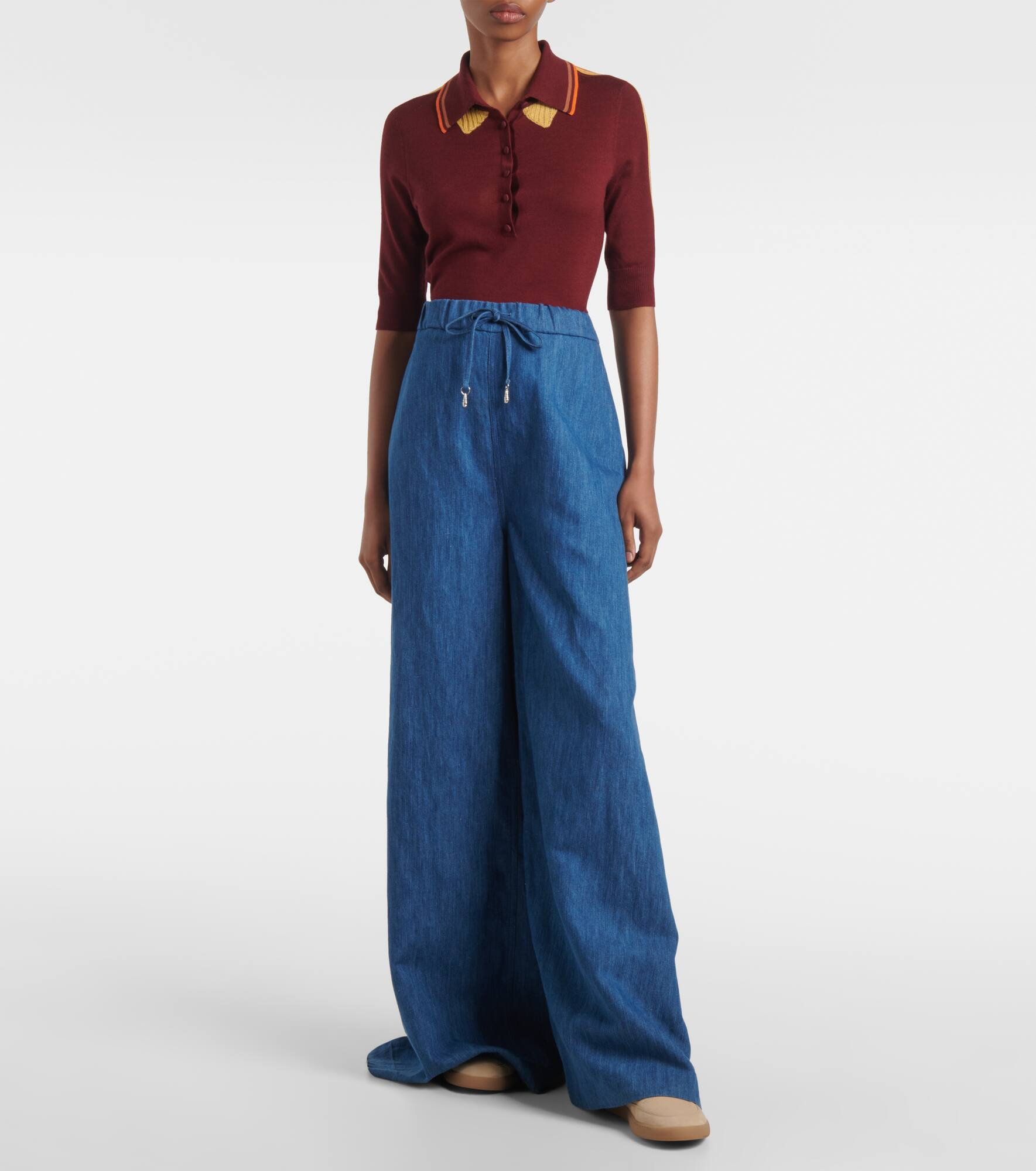Gelos high-rise cotton and linen wide-leg pants - 2