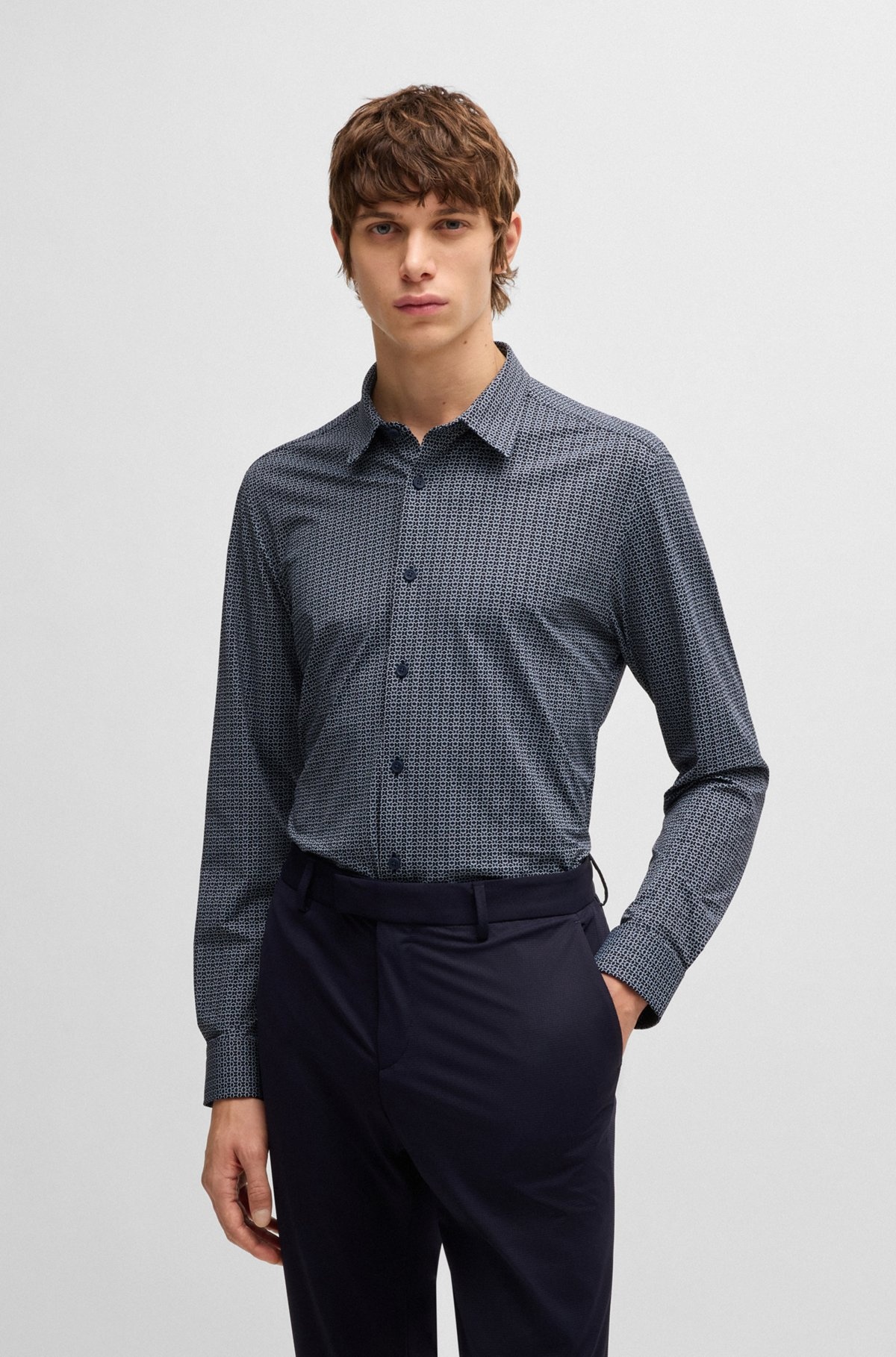SLIM-FIT SHIRT IN PRINTED PERFORMANCE-STRETCH JERSEY - 2