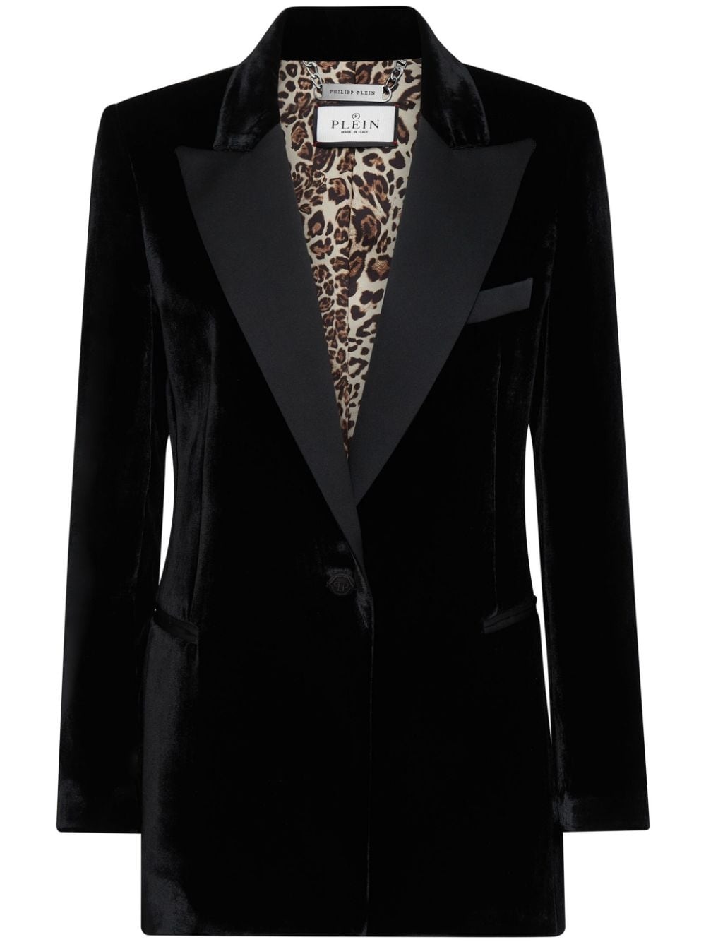 single-breasted velvet blazer - 1