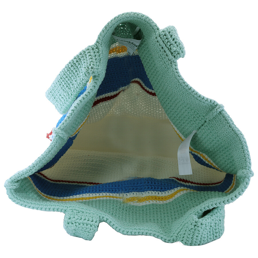 Casablanca Men's White / Blue Multi Crochet Shopper Bag - 4