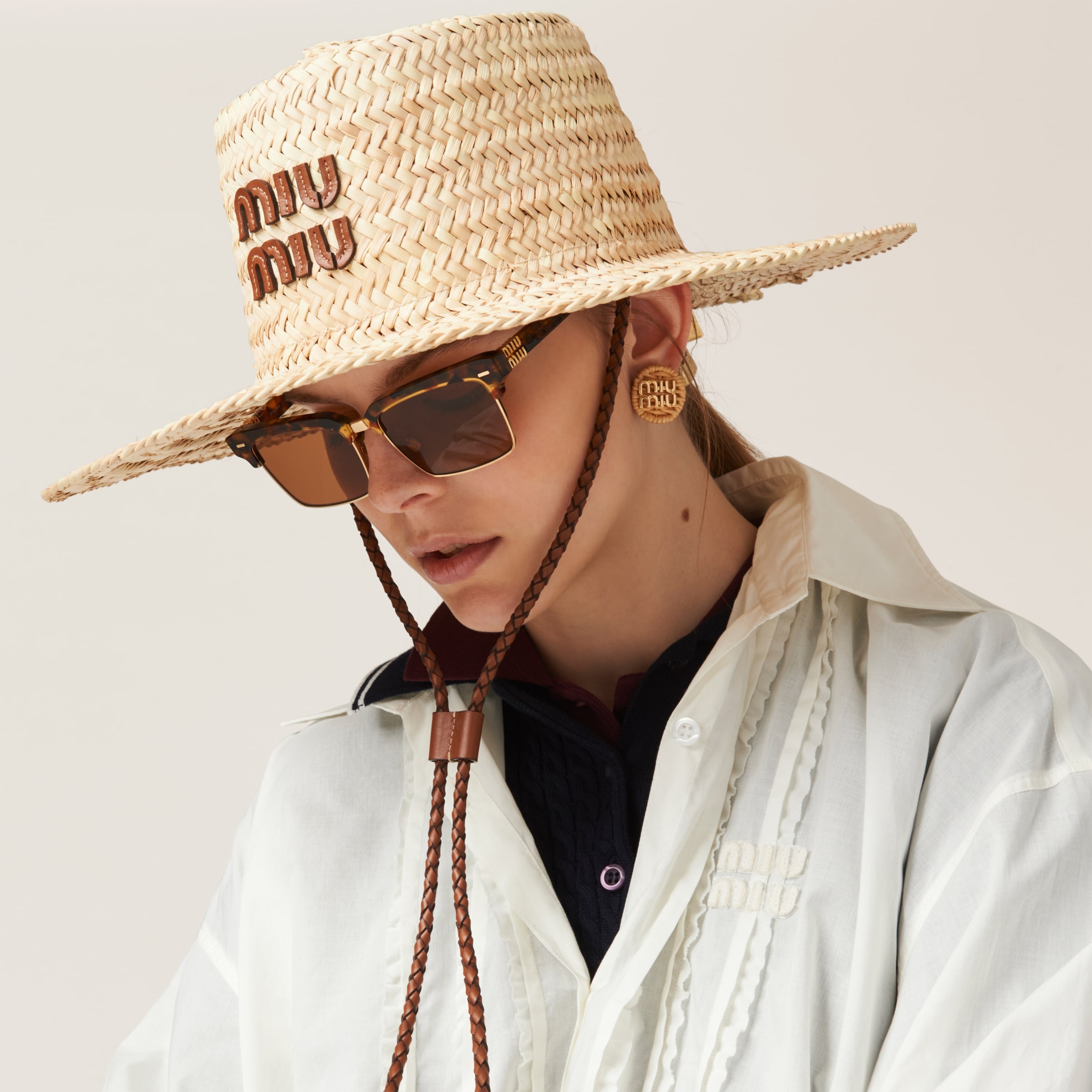 BEIGE MIU MIU PALMETTO HAT ストローハット Miu Miu Palmetto hat | miumiu | REVERSIBLE