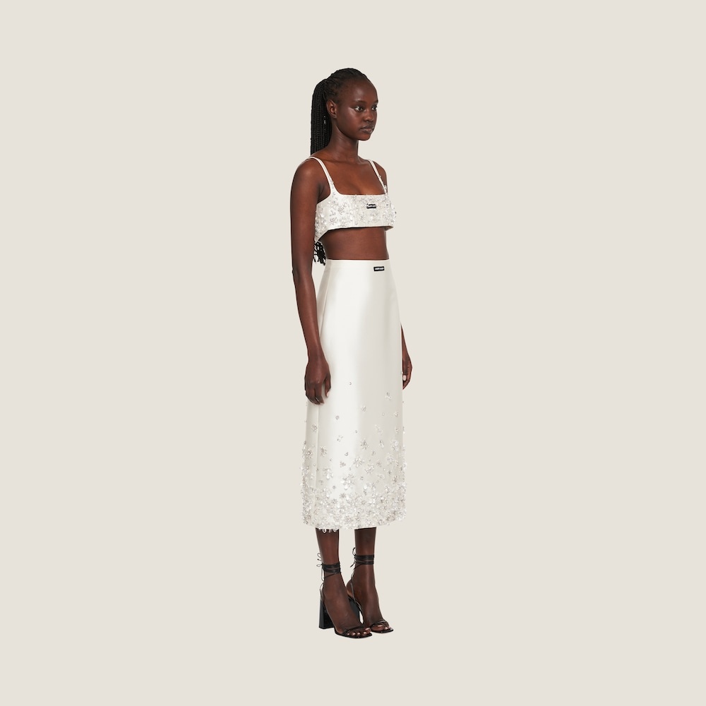 Embroidered silk and wool top - 4