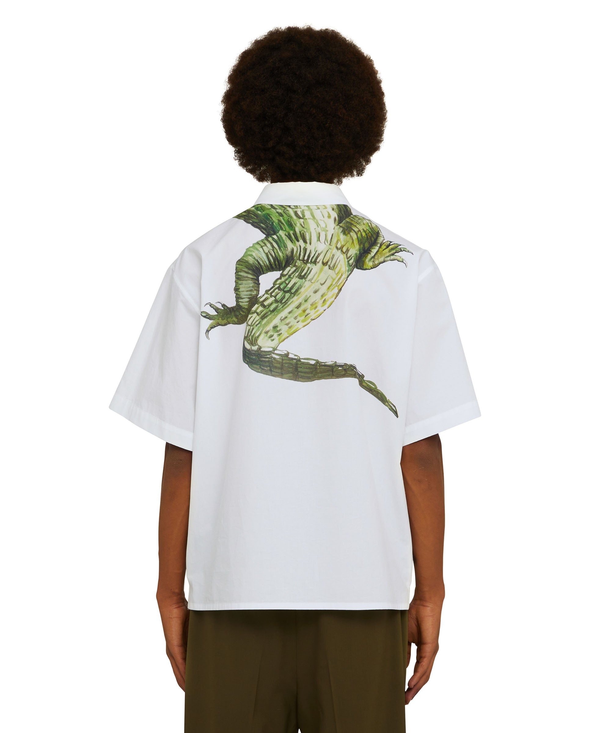 Organic poplin cotton shirt with "crocodile" print - 3