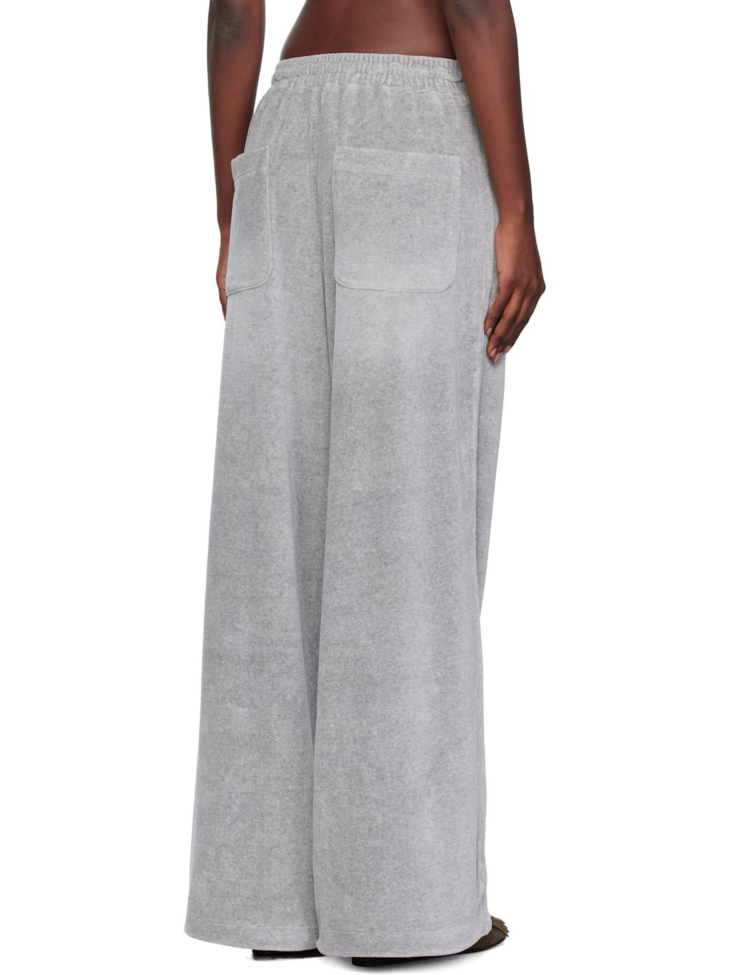 Gray Velour Wide Lounge Pants - 3