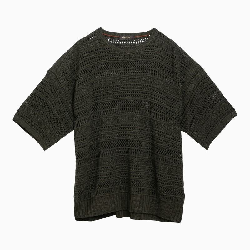 LORO PIANA DARK GREY PERFORATED JERSEY - 1