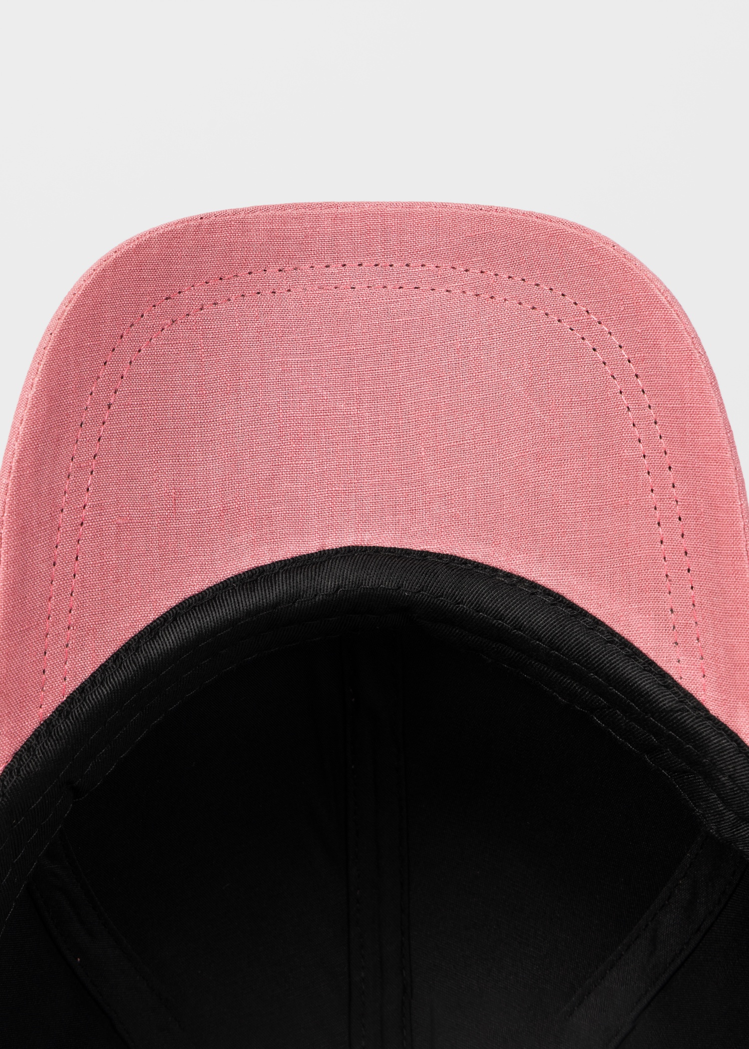 Pink Linen Signature Stripe Trim Cap - 4