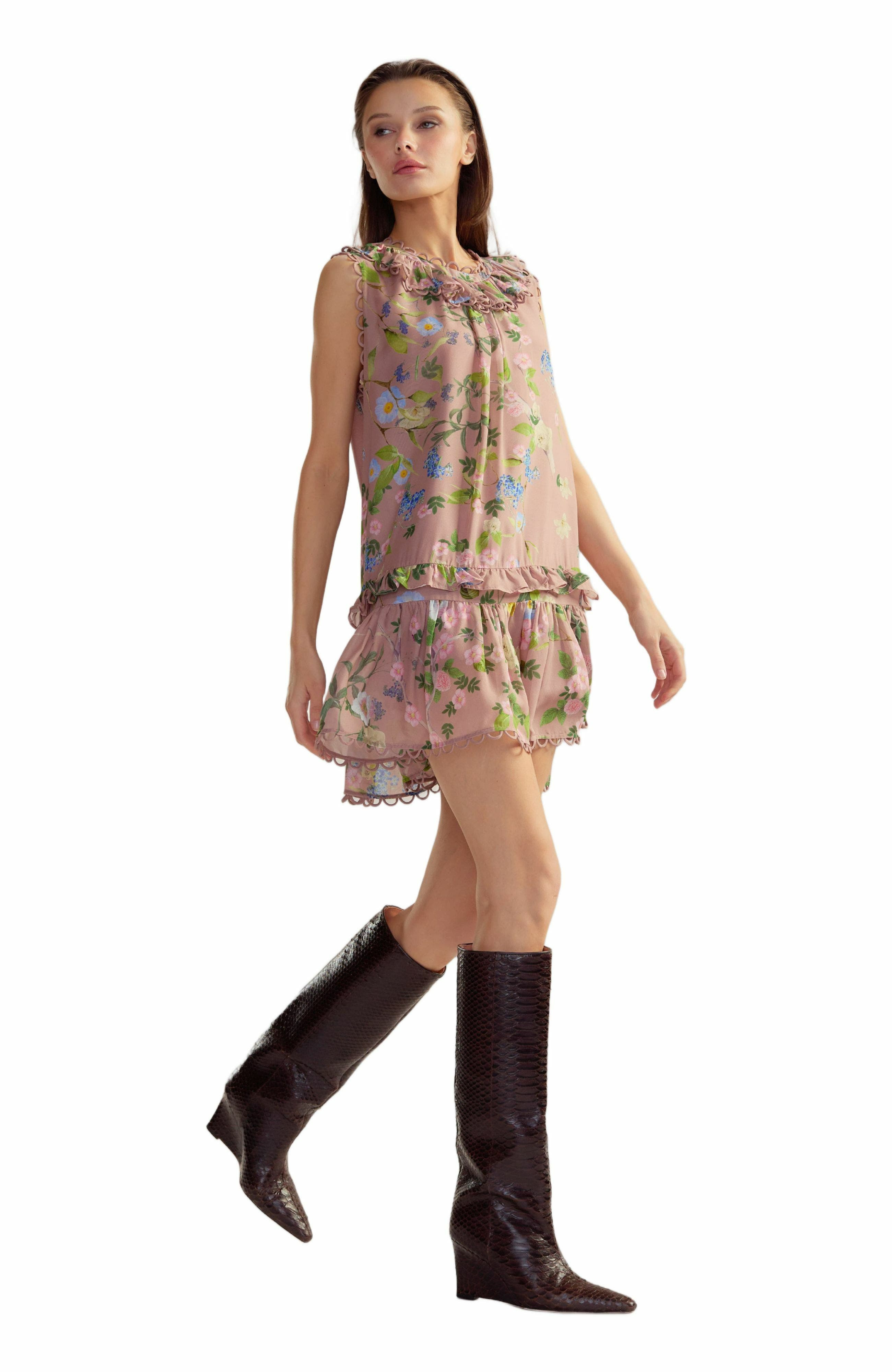 Cynthia Rowley Lilie Silk Dress in Mauve Floral at Nordstrom - 4