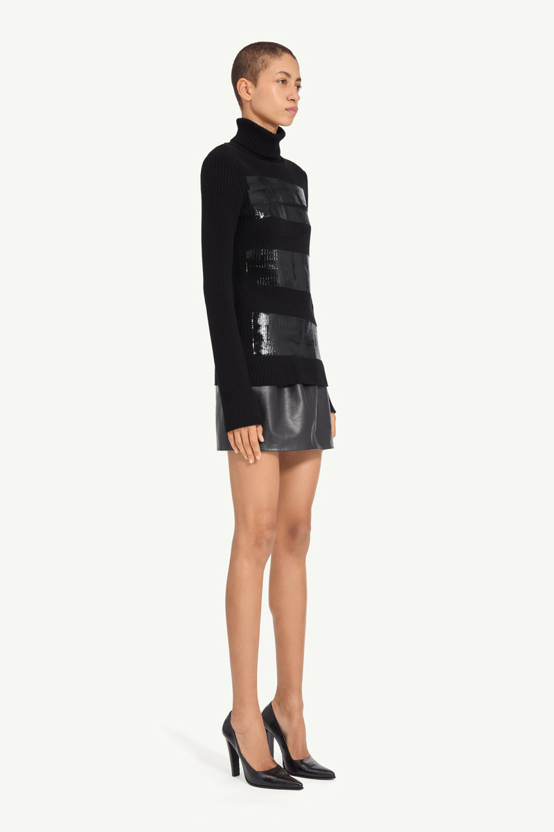 MM6 Maison Margiela Taped wool turtleneck dress outlook