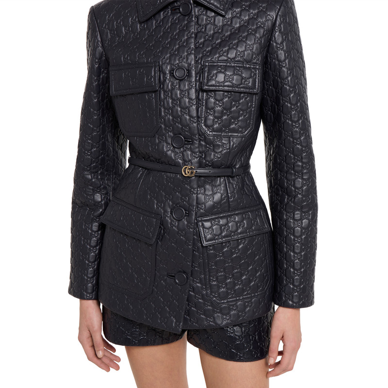 Embossed GG leather jacket 3