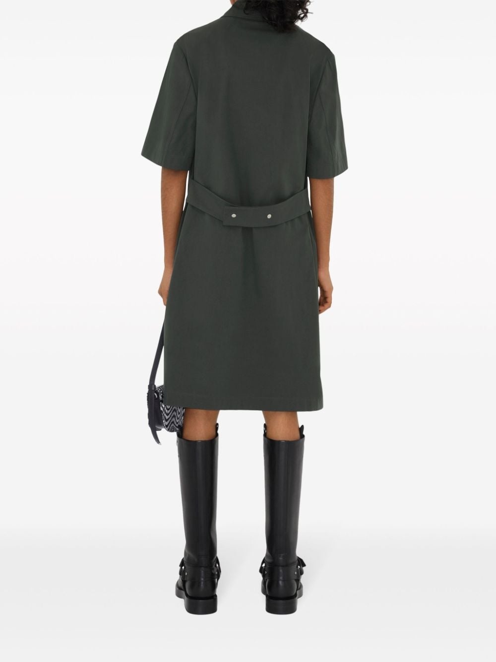 straight-point collar cotton-blend dress - 4