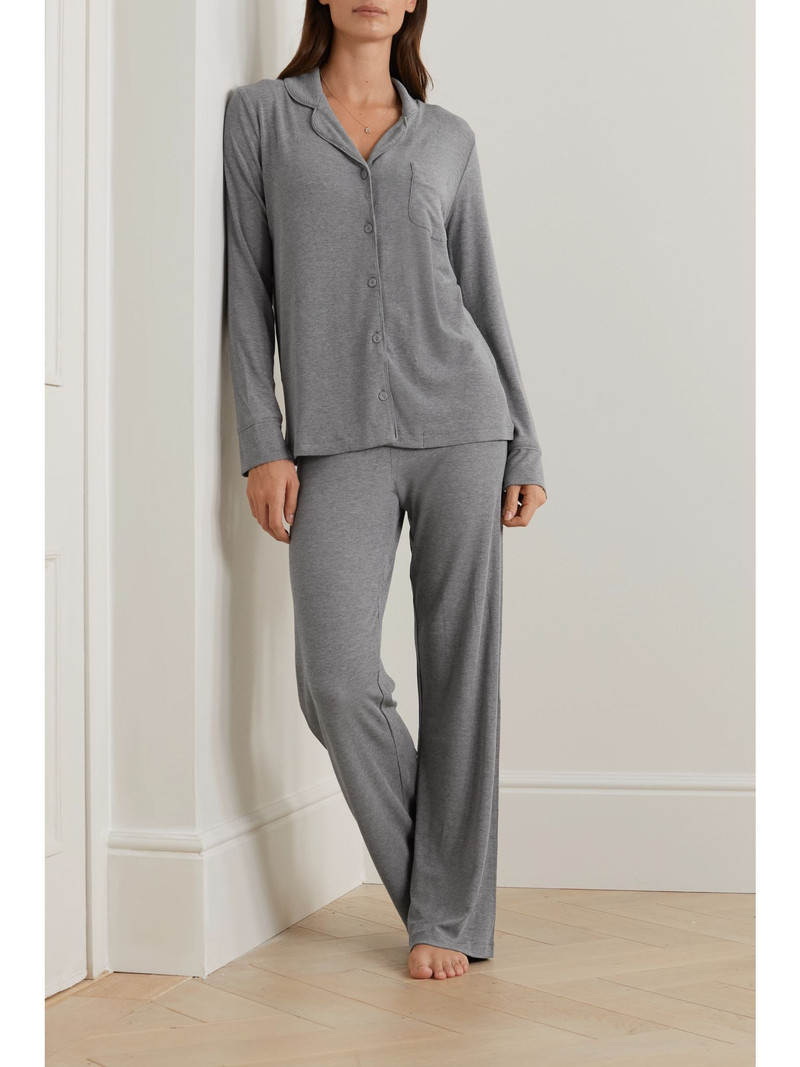 SKIMS Ribbed stretch-modal jersey lounge set - Heather Grey Gray outlook
