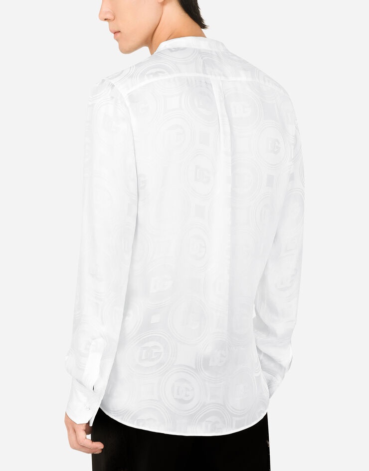 Oversize silk jacquard shirt with all-over DG logo - 5