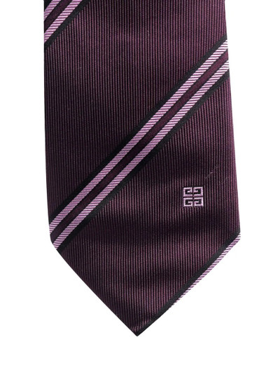 Givenchy logo stripe silk embroidered tie outlook