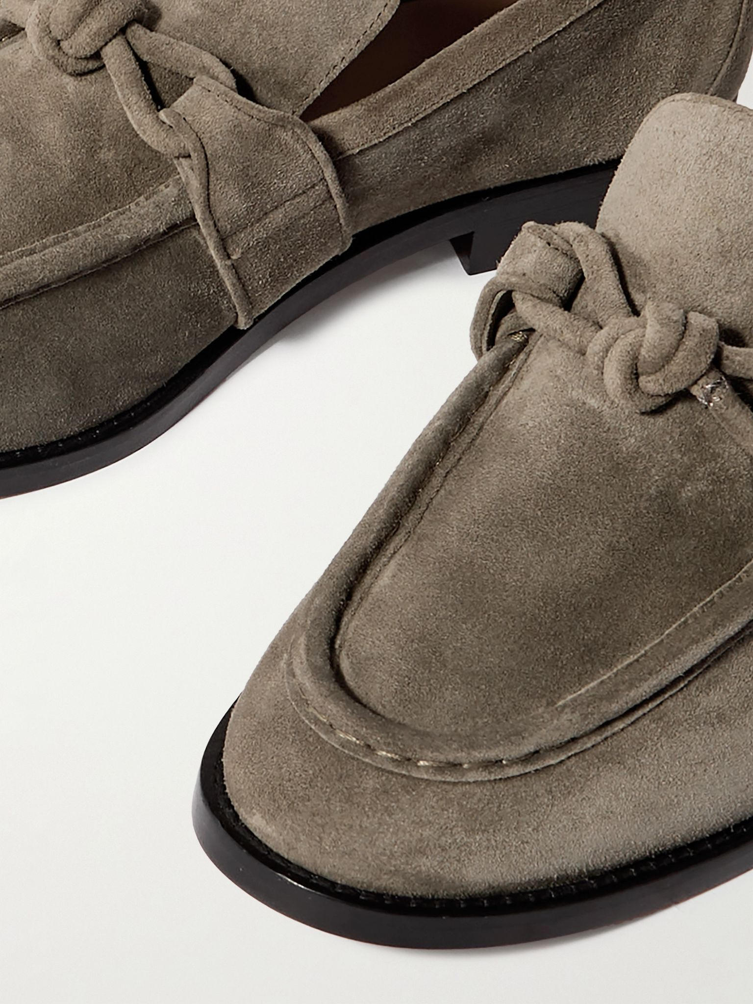 Astaire Knotted Suede Loafers Gray - 5