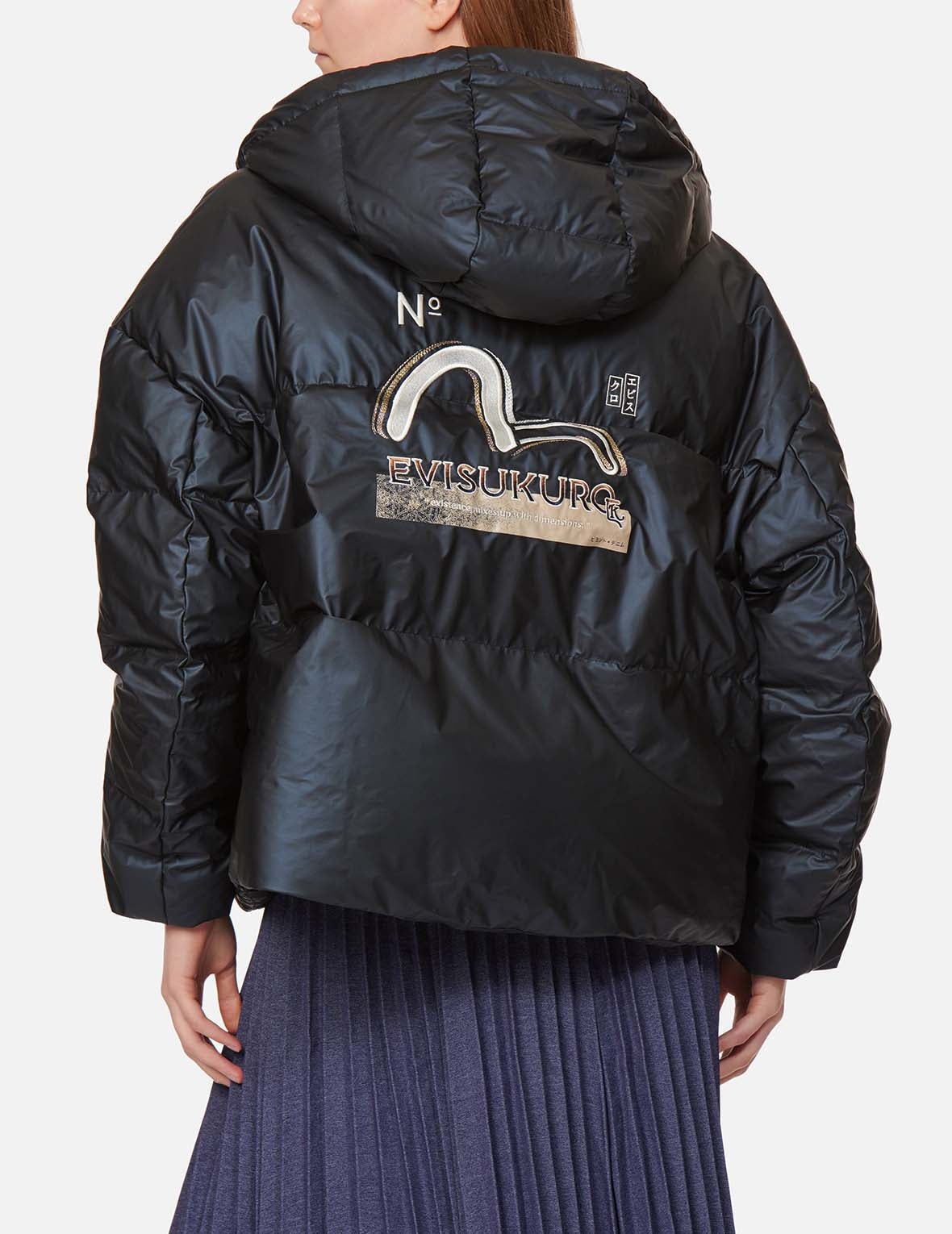 Brocade-pattern Seagull Embroidered Puffer Down Jacket - 3