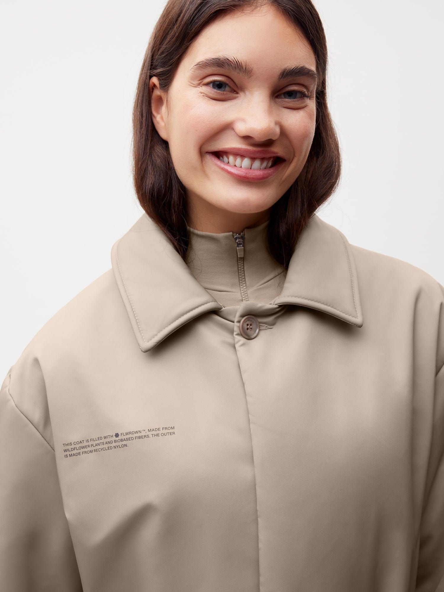 Womens Flower-Warmth Trench Coat - Taupe - 3