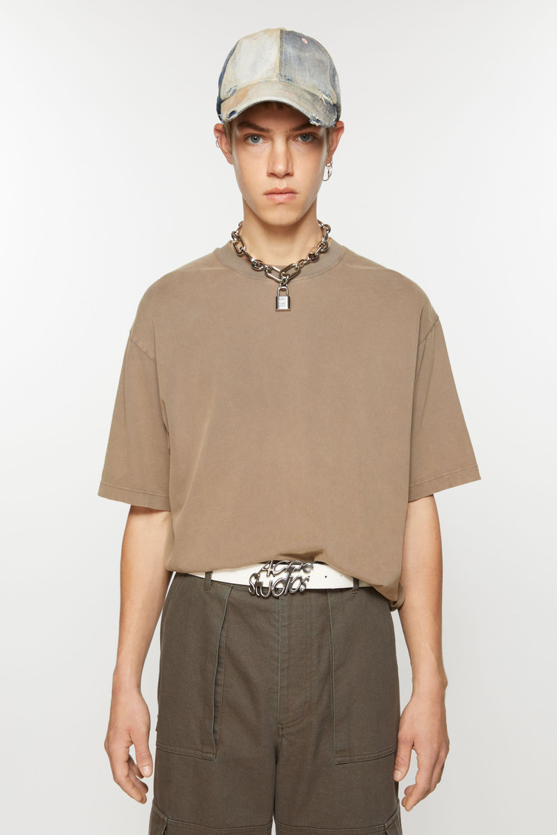 Acne Studios Crew neck t-shirt - Relaxed unisex fit - Taupe Brown outlook