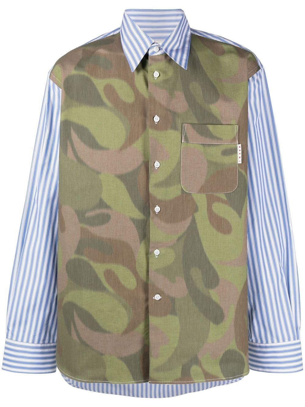 striped camouflage-print shirt - 1