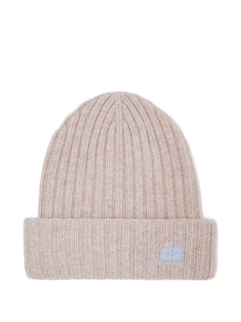 ribbed logo-detail beanie hat 1