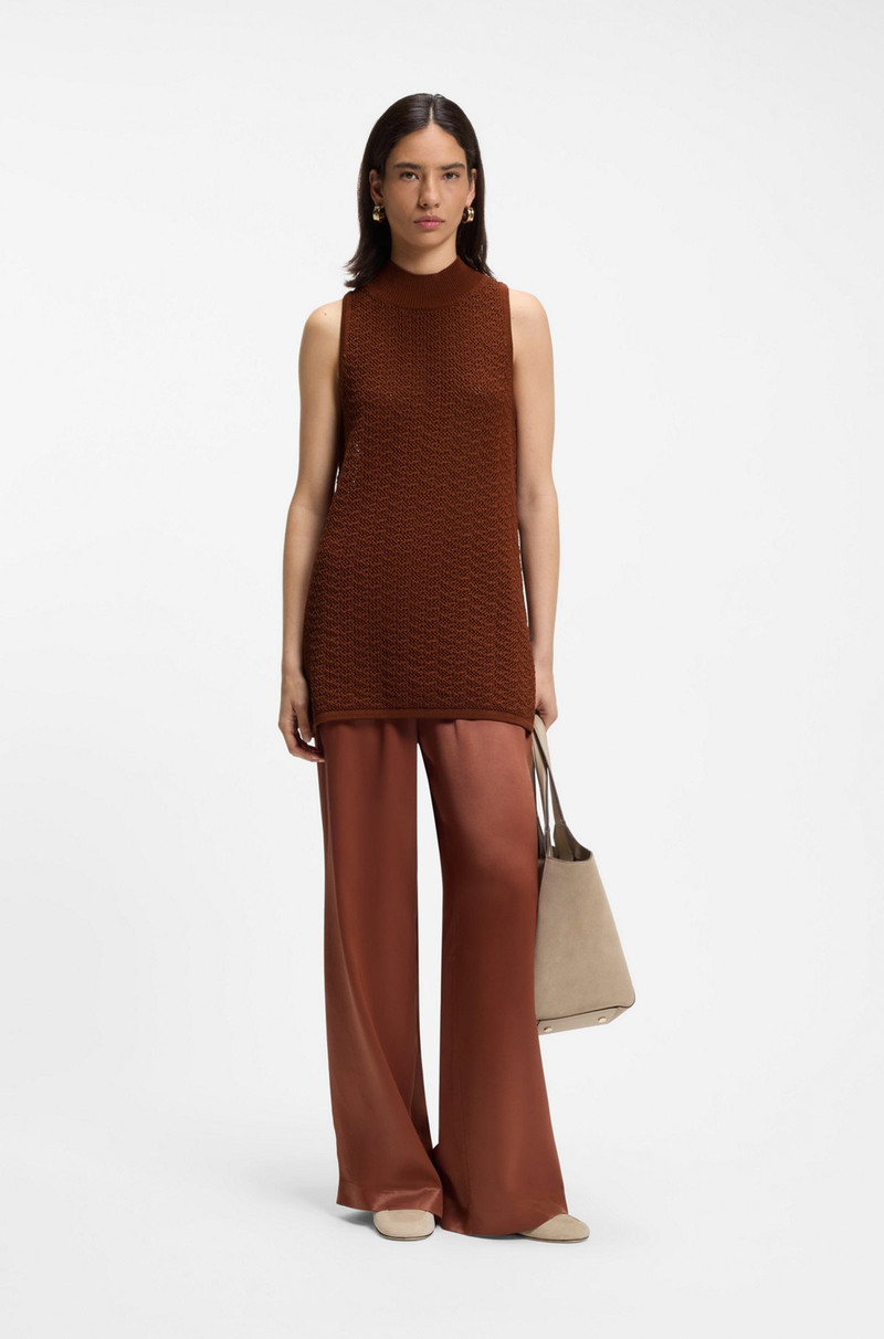 BOSS KNITTED COTTON TOP WITH MICRO-LACE STRUCTURE outlook