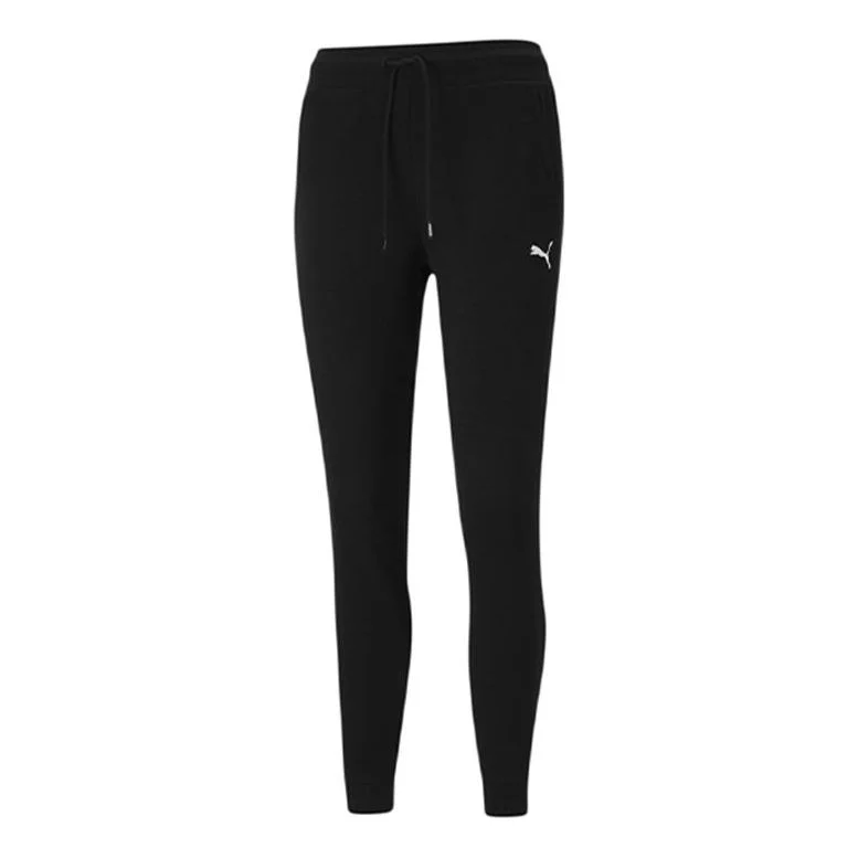 (WMNS) PUMA Style Cat Drawstring Casual Sports Knit Trousers Black 587165-01 - 1