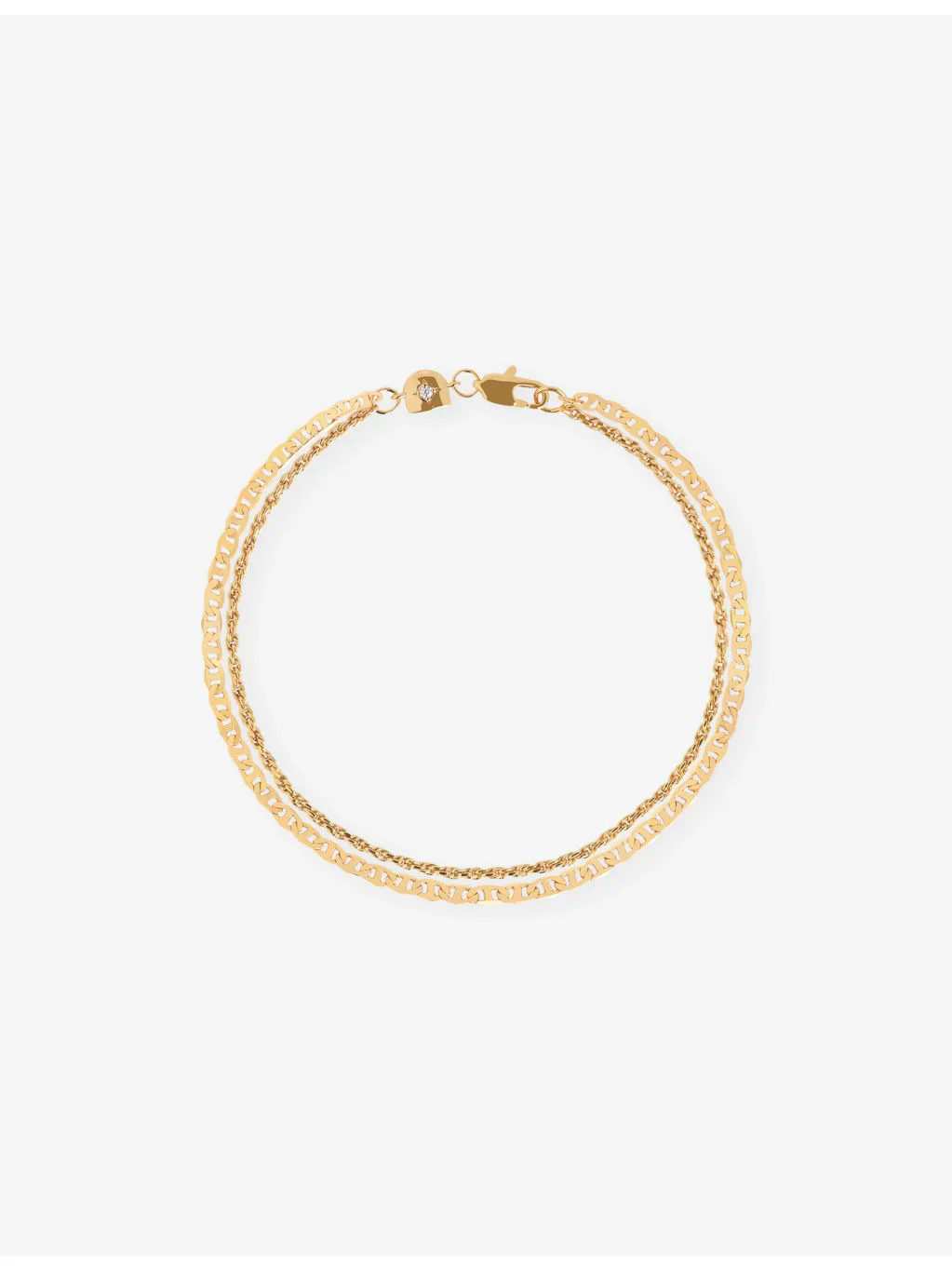 Duo 18ct Yellow Gold-Plated Brass and Cubic Zirconia Chain Bracelet - 1