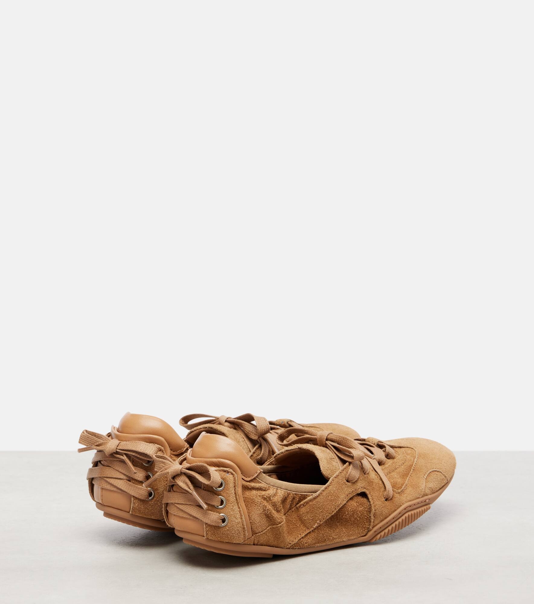 Leather-trimmed suede sneakers - 2