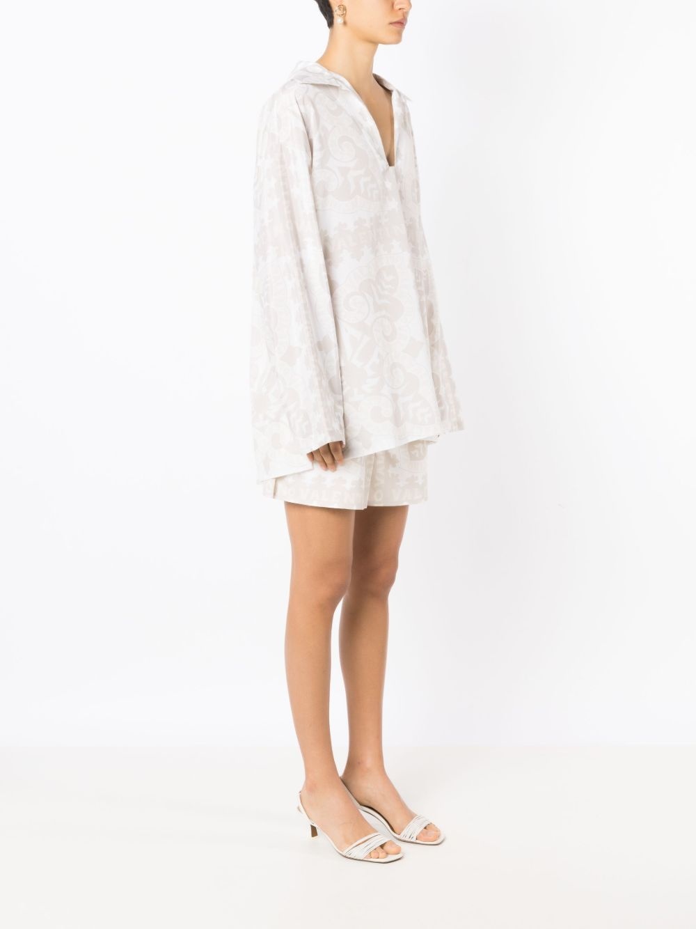 geometric-print silk-cotton shirt - 3