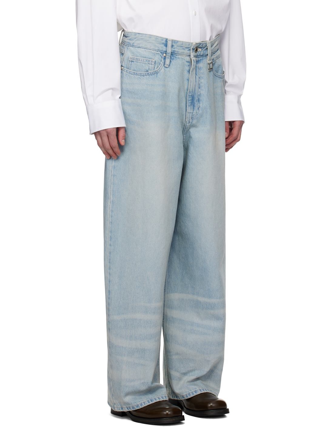 Blue Wide Washed Jeans - 2