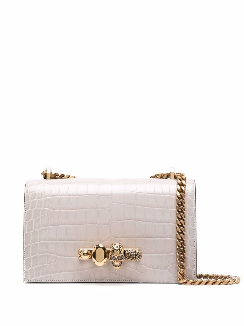 Jewelled crocodile-effect crossbody bag - 1