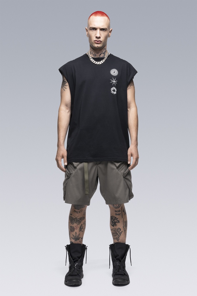 S25-PR-C Pima Cotton Sleeveless T-shirt Black - 1
