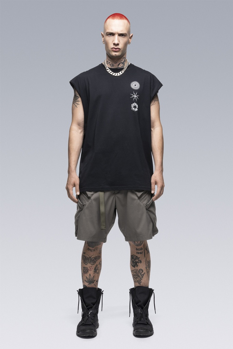 S25-PR-C Pima Cotton Sleeveless T-shirt Black - 1