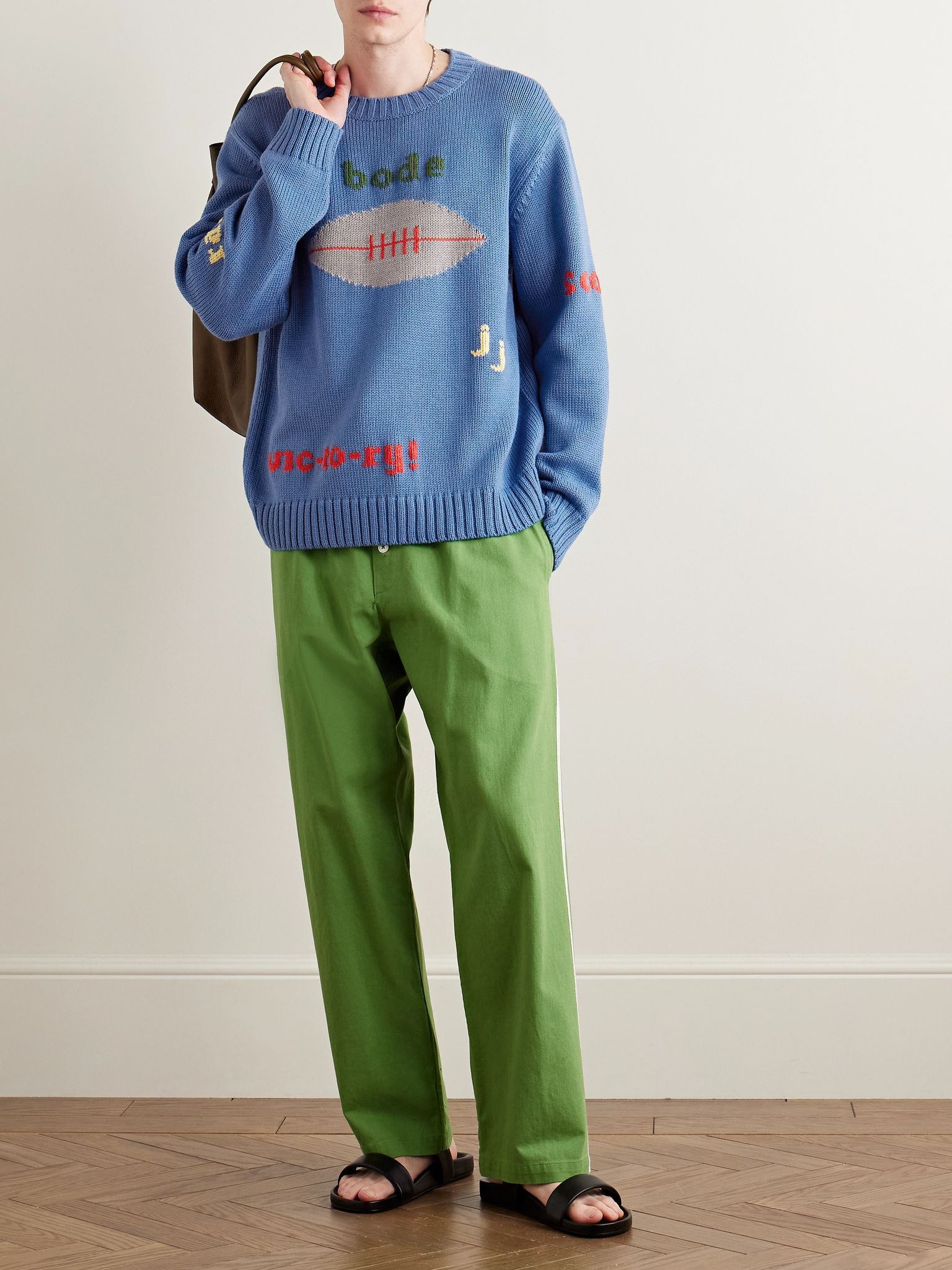 Spirit Intarsia-Knit Pima Cotton and Merino Wool-Blend Sweater Blue - 2