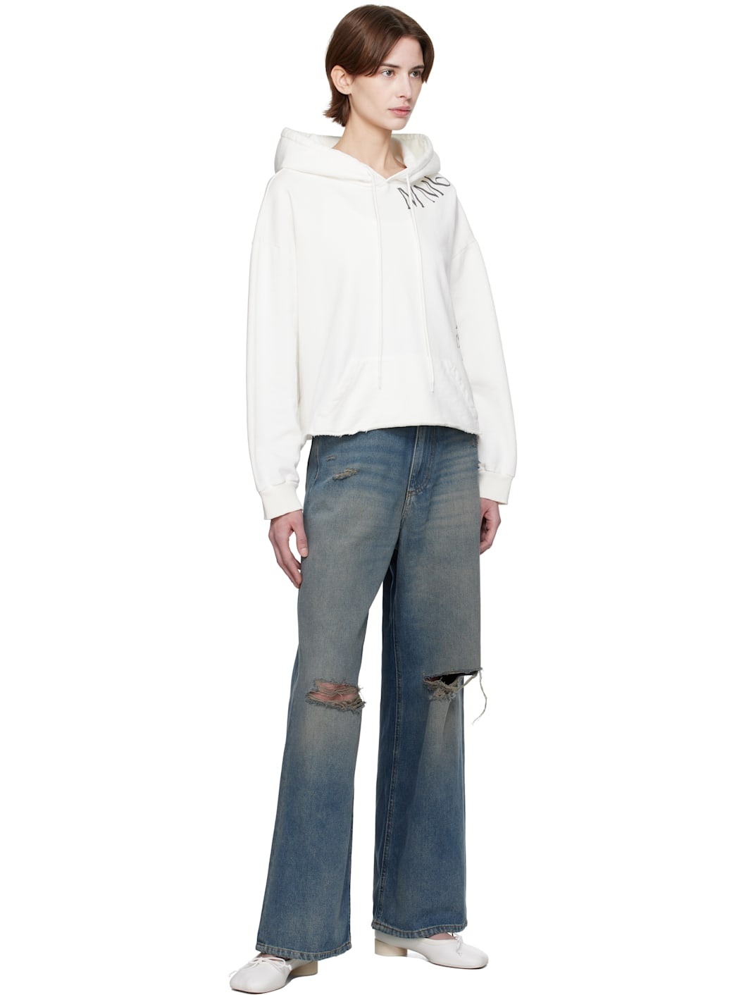 Blue Distressed 5 Pockets Jeans - 4