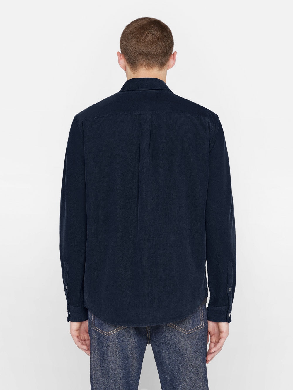 Double Pocket Micro Corduroy Shirt in Midnight Blue - 6