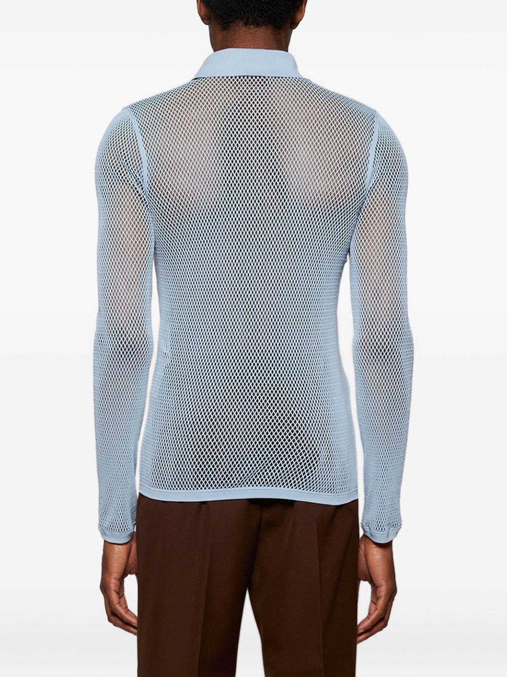 long-sleeve mesh polo shirt - 5