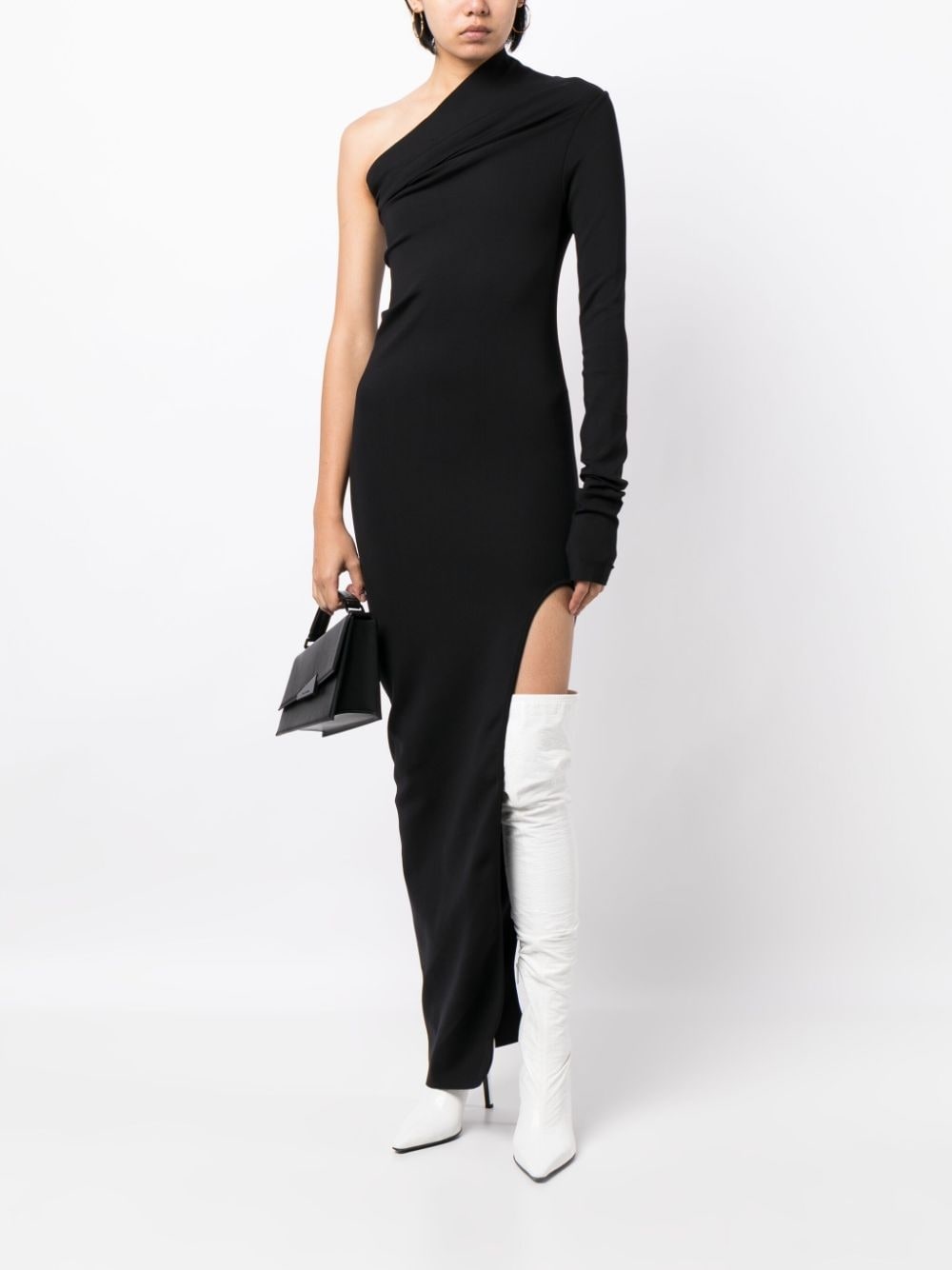 one-shoulder draped dress - 2