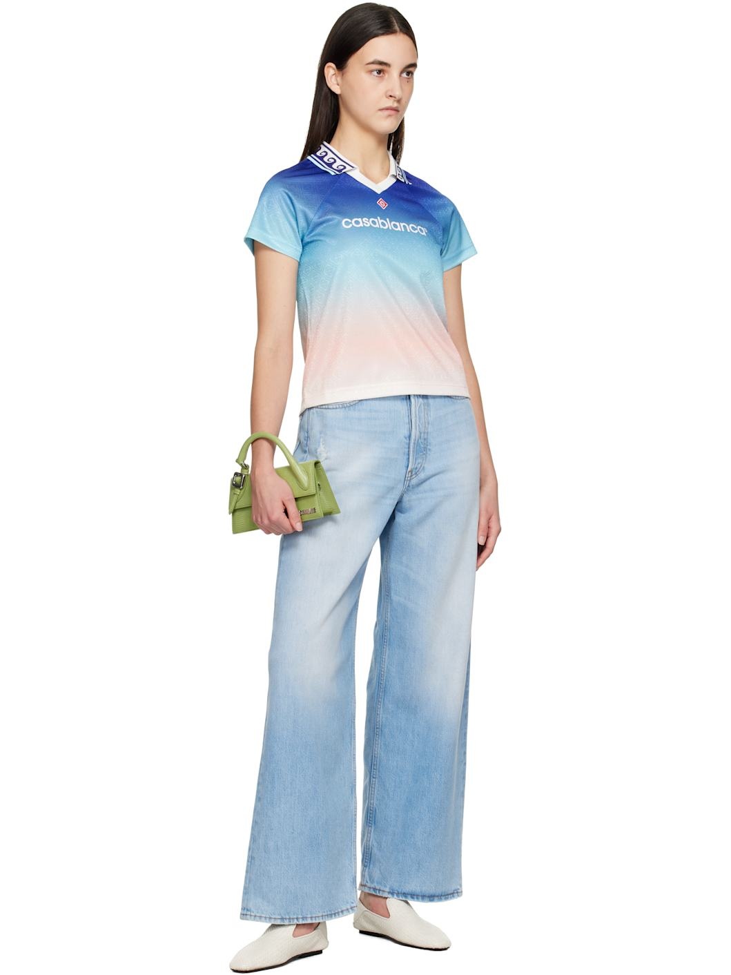 Blue & Pink Jacquard Monogram Football T-shirt - 4