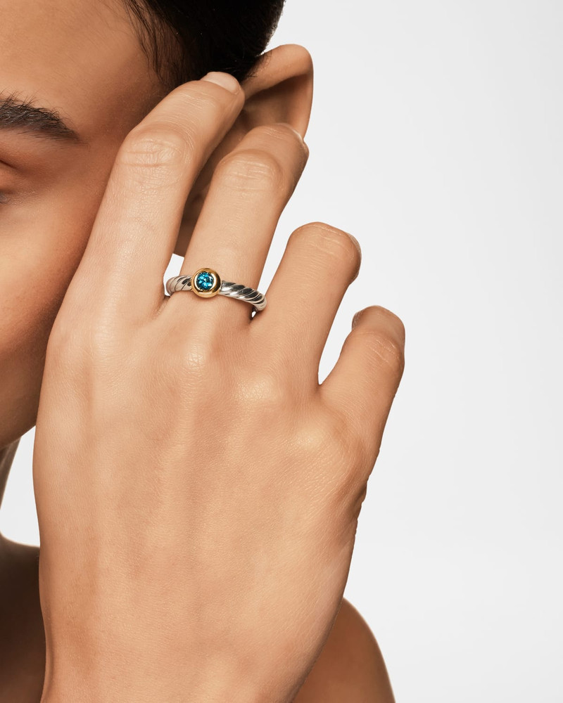 DAVID YURMAN Cable Flex Ring with Gemstone in Silver and 14K Gold, 2.8mm outlook