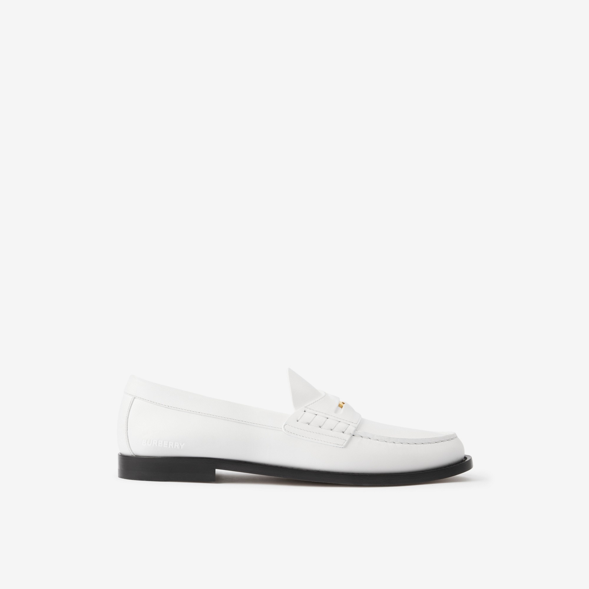 Coin Detail Leather Penny Loafers - 1
