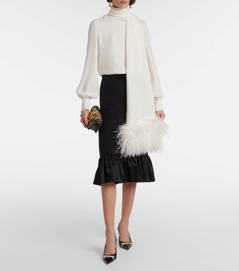 Valentino Feather-trimmed silk top outlook