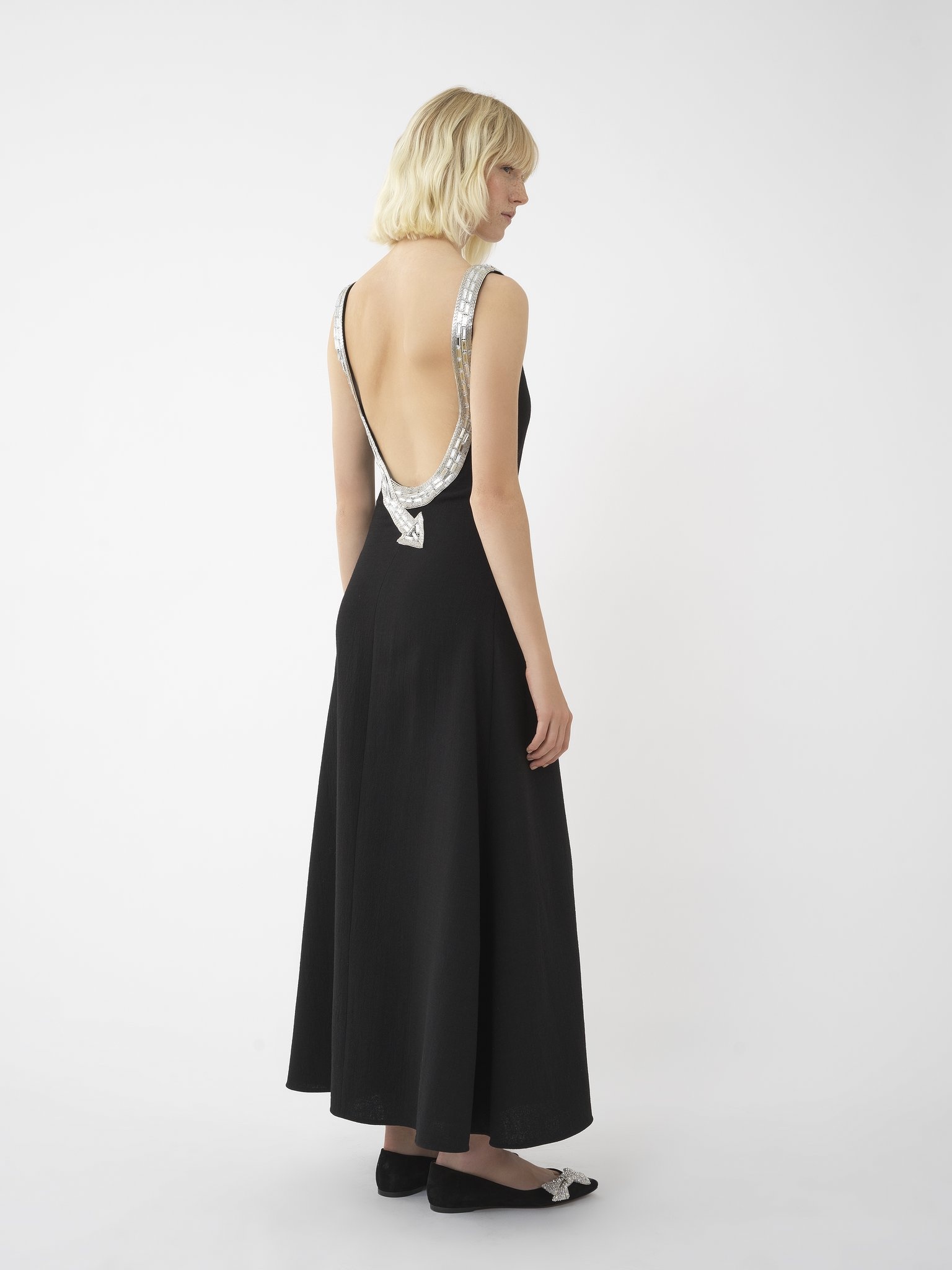 EMBROIDERED LONG OPEN-BACK DRESS - 5