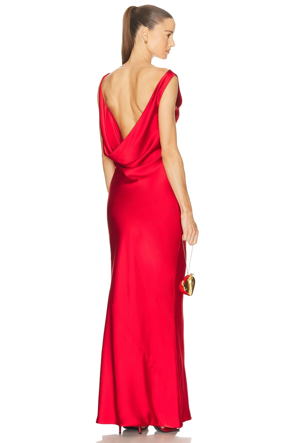 Sleeveless Low Back Drape Gown - 1